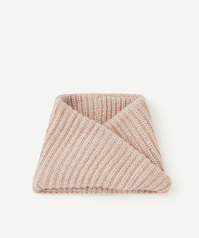 Accessories Nouvelle Arbo   C - GIRLS' KNITTED NECK WARMER IN PINK AND GOLD-TONE RECYCLED FIBRES