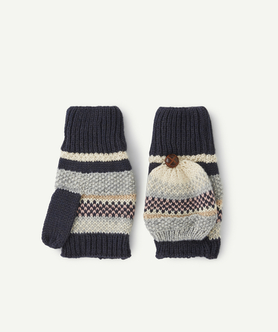 Knitwear accessories Nouvelle Arbo   C - GIRLS' KNITTED MITTENS IN BLUE RECYCLED FIBRES WITH DETAILS