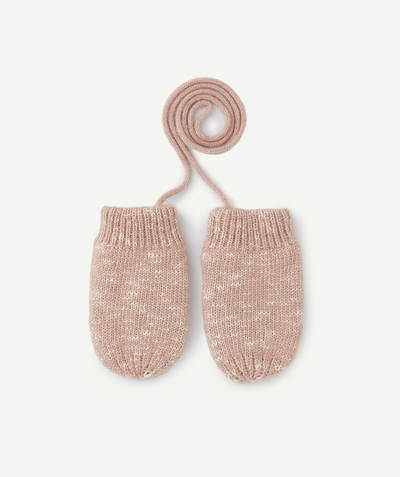 Knitwear accessories Nouvelle Arbo   C - BABY GIRLS' PINK FANCY KNIT MITTENS