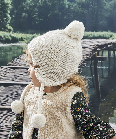 Knitwear accessories Nouvelle Arbo   C - BABY GIRLS' WHITE AND GLITTER PERUVIAN RECYCLED FIBRE KNITTED HAT