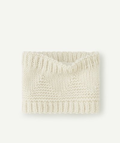 Outlet Tao Categories - BABY GIRLS' WHITE AND GLITTER RECYCLED FIBRE KNITTED SNOOD