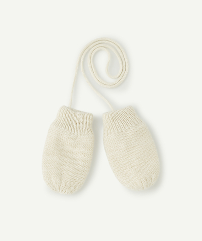Knitwear accessories Nouvelle Arbo   C - BABY GIRLS' BEIGE AND GLITTER RECYCLED FIBRE MITTENS