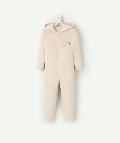 Dressing gown - Jumpsuit Nouvelle Arbo   C - GIRLS' PALE PINK FLEECE ONESIE IN RECYCLED FIBRES WITH CAT MOTIF