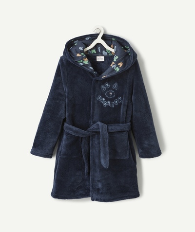 Dressing gown - Jumpsuit Nouvelle Arbo   C - BOYS' NAVY BLUE FLEECE BATHROBE IN RECYCLED FIBRES