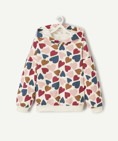Clothing Nouvelle Arbo   C - GIRLS' HEART PATTERN RECYCLED FIBRE SWEATSHIRT