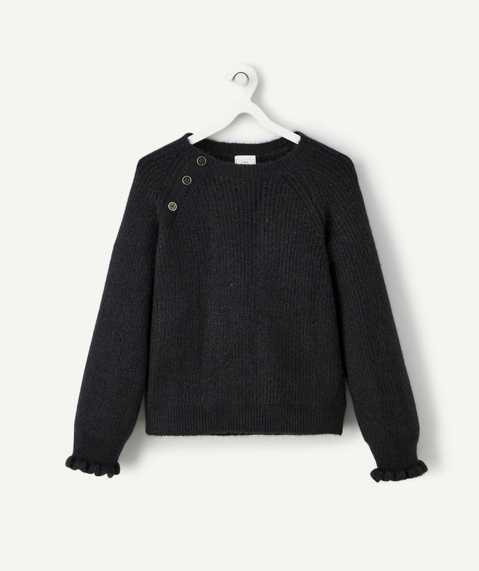 Pullover - Cardigan Nouvelle Arbo   C - GIRLS' BLACK GLITTER KNITTED JUMPER WITH RECYCLED FIBRES