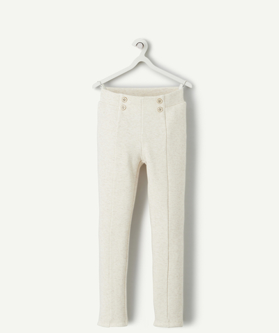 ECODESIGN Tao Categories - GIRLS' SEQUINNED CREAM RIBBED LEGGINGS IN RECYCLED FIBRES