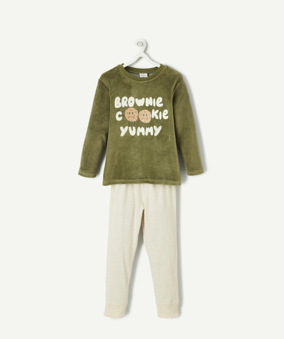 Nightwear, underwear Nouvelle Arbo   C - BOYS' GREEN VELOUR PYJAMAS MADE WITH RECYCLED FIBRES