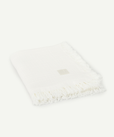 The night Nouvelle Arbo   C - WHITE FRINGED MUSLIN COT BLANKET 75 X 100 CM