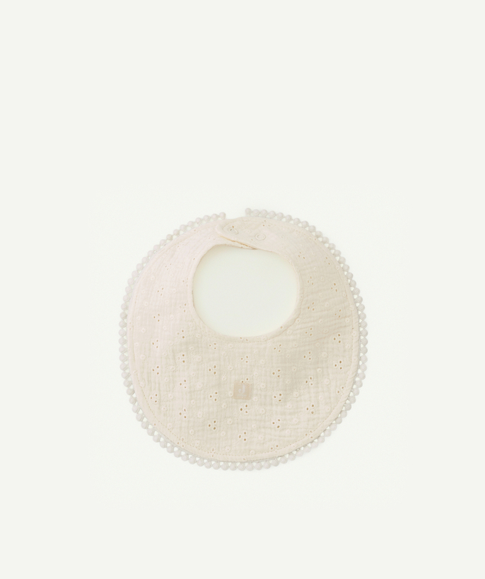 All accessories Tao Categories - ROUND IVORY EMBROIDERED COTTON BIB