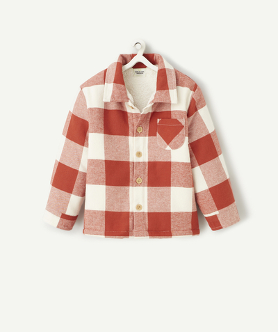 Outlet Tao Categories - BABY BOYS' SHIRT IN RECYCLED PADDING AND RUST-COLOURED CHECKS