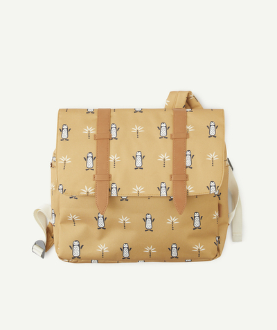 Girl Nouvelle Arbo   C - MUSTARD-COLOURED RECYCLED PLASTIC SCHOOL BAG WITH PENGUIN PRINT