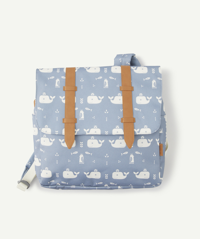 FRESK ® Tao Categories - BLUE SATCHEL WITH RECYCLED PLASTIC BEAR PRINT