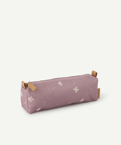 FRESK ® Tao Categories - PINK PENCIL CASE WITH SWALLOW PRINT IN RECYCLED PLASTIC FOR CHILDREN