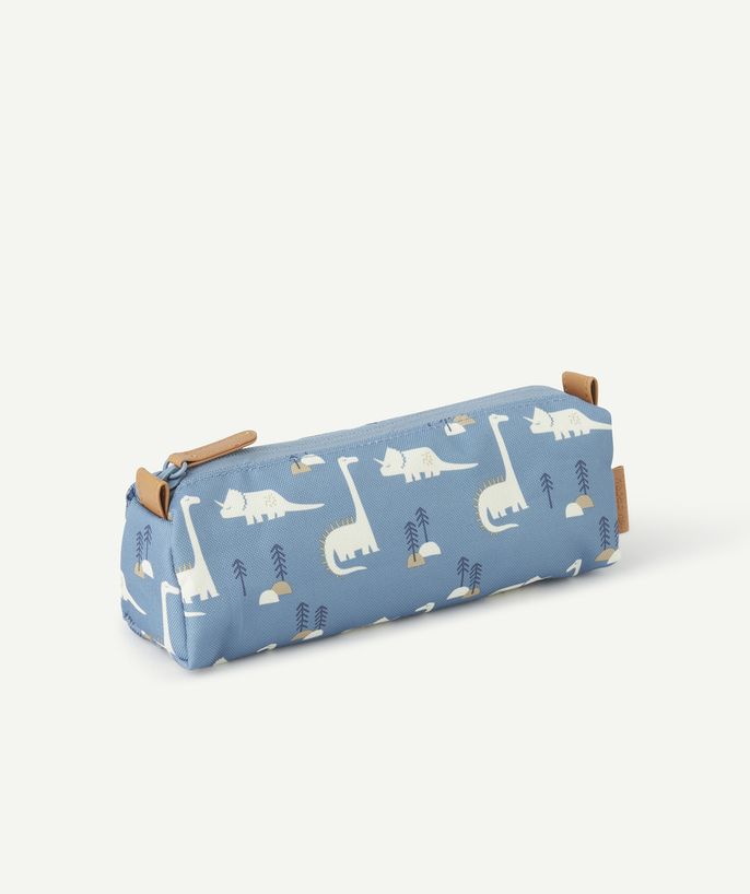 FRESK ® Tao Categories - BLUE DINOSAUR-PRINTED PENCIL CASE IN RECYCLED PLASTIC FOR KIDS