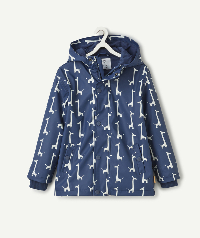 Coat - Padded jacket - Jacket Tao Categories - BLUE RAINCOAT WITH GIRAFFE PRINT