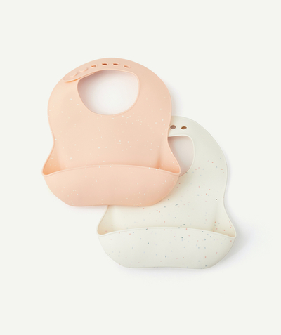 Newborn Tao Categories - SET OF 2 APRICOT AND WHITE SILICONE BIBS