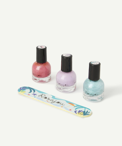 Teen girls Nouvelle Arbo   C - SET OF THREE PINK, BLUE AND MAUVE VARNISHES AND NAIL FILE