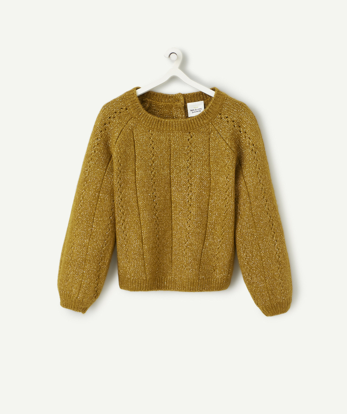 Pullover - Sweatshirt Tao Categories - BABY GIRLS' GREEN CABLE KNIT JUMPER