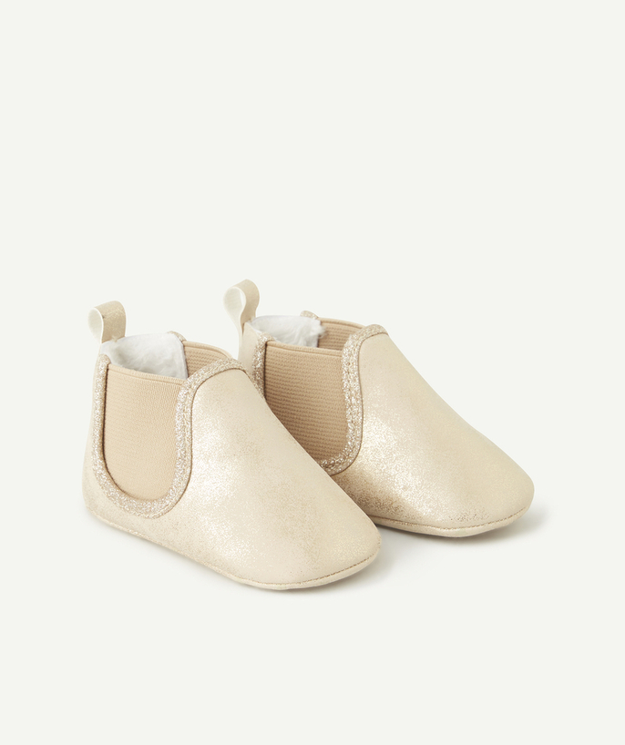 Party outfits Tao Categories - BABY GIRLS' GOLD-TONE AND SPARKLY ELASTICATED BOOTIES