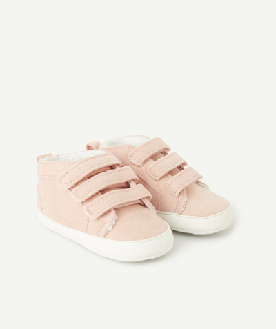Baby girl Nouvelle Arbo   C - BABY GIRLS' PINK CORDUROY TRAINER-STYLE BOOTIES WITH VELCRO FASTENING