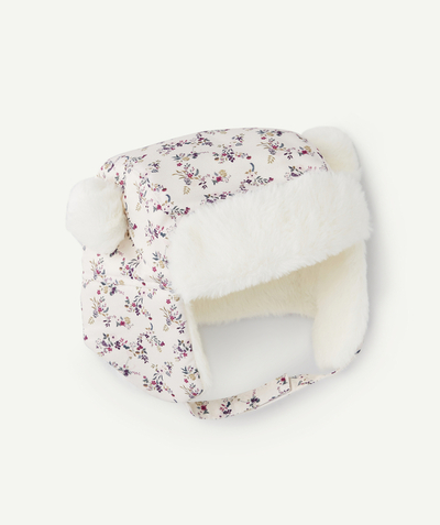 Outlet Tao Categories - BABY GIRLS' FLORAL PRINT AND FAUX FUR HAT WITH EARS