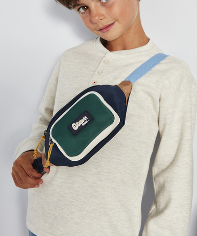 Bag Nouvelle Arbo   C - BOYS' BLUE, BROWN AND GREEN BELT BAG WITH ZIPPED POCKETS AND PATCH