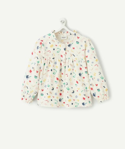 Shirt - Blouse Nouvelle Arbo   C - BABY GIRLS' WHITE BLOUSE WITH COLOURFUL GEOMETRIC SHAPES