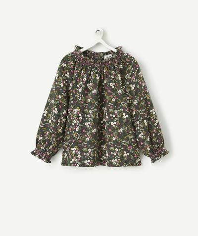 Baby girl Tao Categories - BABY GIRLS' GREEN LONG SLEEVED FLORAL PRINT SHIRT