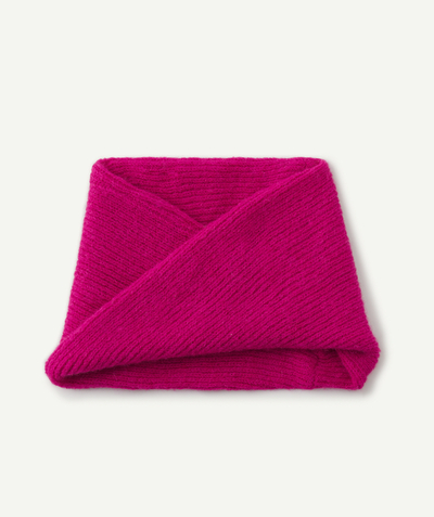 Girl Nouvelle Arbo   C - GIRLS' NEON PINK KNITTED NECK WARMER
