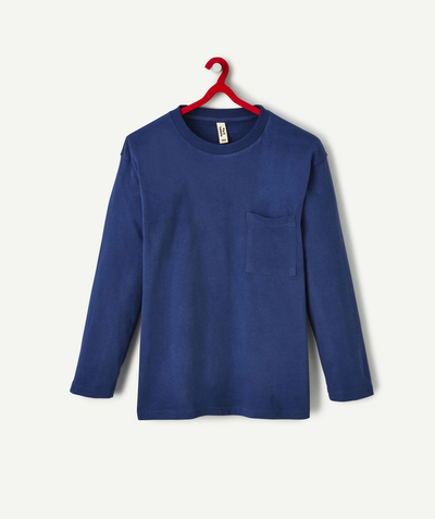 T-shirt Nouvelle Arbo   C - BOYS' BLUE LONG-SLEEVED COTTON T-SHIRT