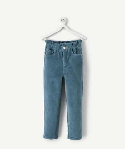 Clothing Nouvelle Arbo   C - GIRL'S CORDUROY TROUSERS IN BLUE ORGANIC COTTON