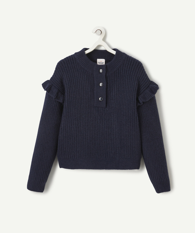 Outlet Nouvelle Arbo   C - GIRLS' NAVY KNITTED JUMPER WITH RUFFLE DETAILS