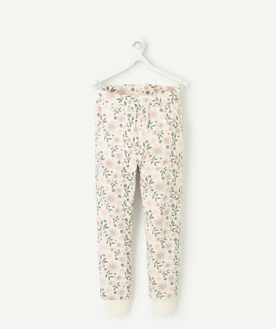 Low-priced looks Tao Categories - GIRLS' CREAM JOGGING PANTS IN RECYCLED FIBRES WITH A FLORAL PRINT