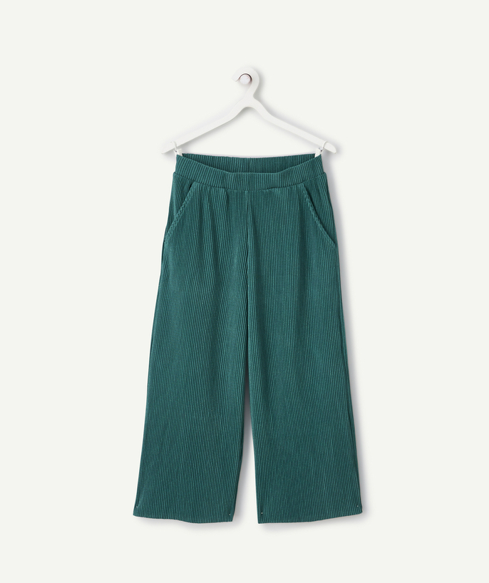 Party outfits Tao Categories - GIRLS' PLEATED GREEN SEQUINNED WIDE-LEG TROUSERS