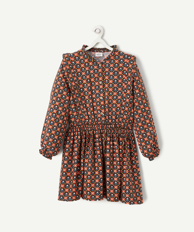 Clothing Nouvelle Arbo   C - GIRLS' LONG DRESS IN ECO-FRIENDLY VISCOSE WITH A FLORAL PRINT