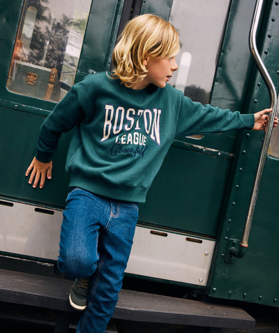 New collection Nouvelle Arbo   C - BOYS' GREEN CAMPUS RECYCLED FIBRE SWEATSHIRT