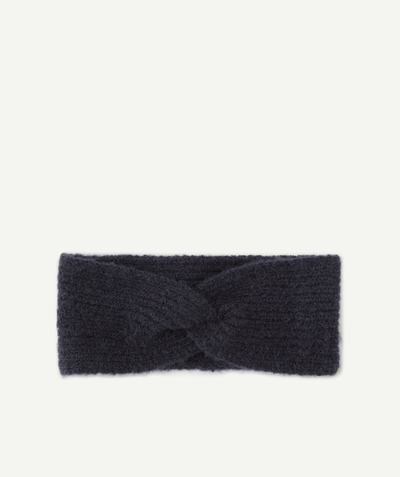 Teens Nouvelle Arbo   C - GIRLS' NAVY BLUE TWISTED KNIT HEADBAND IN RECYCLED FIBRES