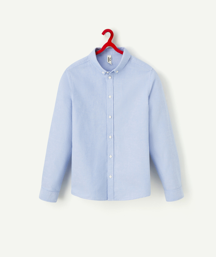 Tee-shirt, shirt, polo Tao Categories - BOYS' BLUE LONG-SLEEVED SHIRT WITH A BUTTONED OPENING