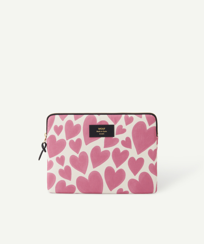Brands Tao Categories - TABLET COVER IN RECYCLED FIBERS WITH PINK HEARTS PRINT