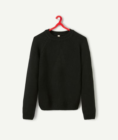 Nice and warm Tao Categories - MIXED KNIT SWEATER IN BLACK RECYCLED FIBERS
