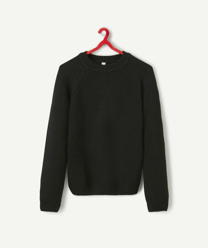 Outlet Tao Categories - MIXED KNIT SWEATER IN BLACK RECYCLED FIBERS