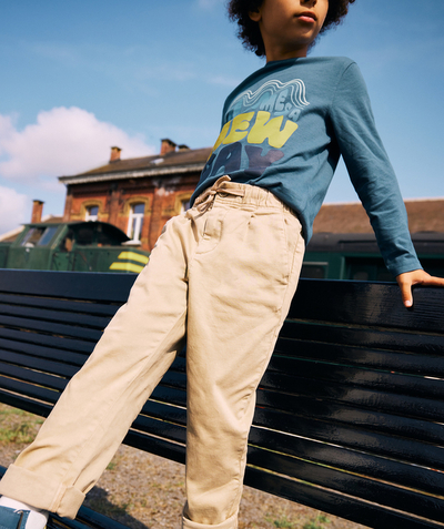 Our latest looks Nouvelle Arbo   C - BOYS' RELAXED BEIGE TROUSERS IN ECO-FRIENDLY VISCOSE