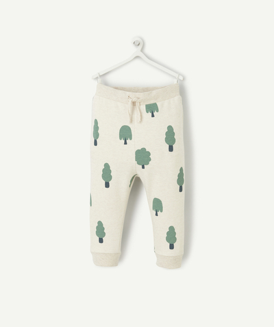Outlet Tao Categories - BABY BOY JOGGING PANTS ECRU MOTTLED WITH TREE PRINT