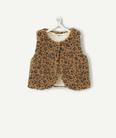 Cardigan Tao Categories - BABY GIRL SLEEVELESS VEST IN RECYCLED LEOPARD PADDING