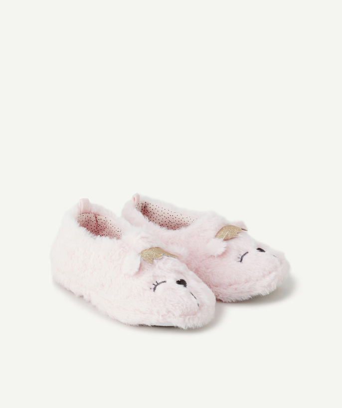 Shoes, booties Tao Categories - PAIR OF GIRLS' SLIPPERS IN SOFT PINK FEATURING A DOG THEME AND SPARKLING DETAILS