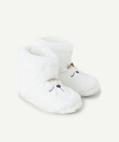 Party pyjamas Tao Categories - A PAIR OF SOFT WHITE BEAR SLIPPERS FOR GIRLS