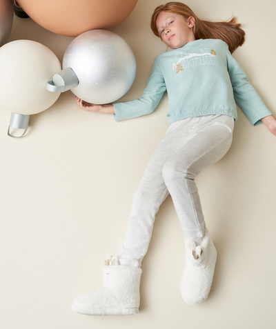 Nightwear Nouvelle Arbo   C - GIRLS' BLUE AND GREY ORGANIC COTTON PYJAMAS WITH A SKI-THEMED MESSAGE
