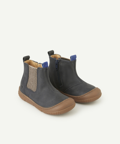 New collection Nouvelle Arbo   C - BABY BOYS' NAVY BLUE JAKAR ELASTICATED BOOTIES
