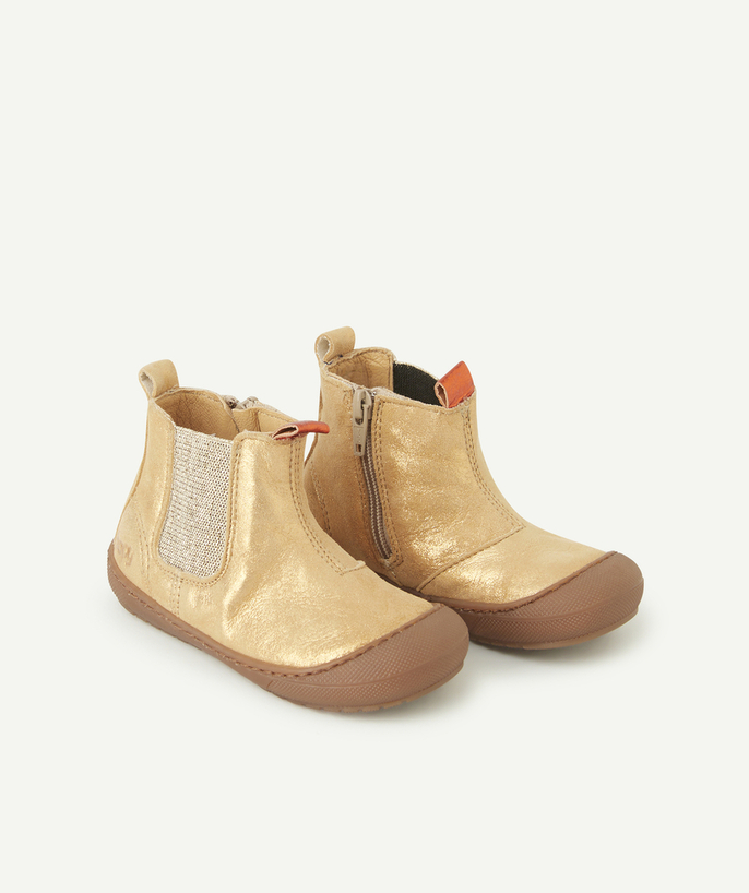 Shoes, booties Tao Categories - BABY GIRLS' GOLDEN JAKARTA ELASTICATED BOOTIES